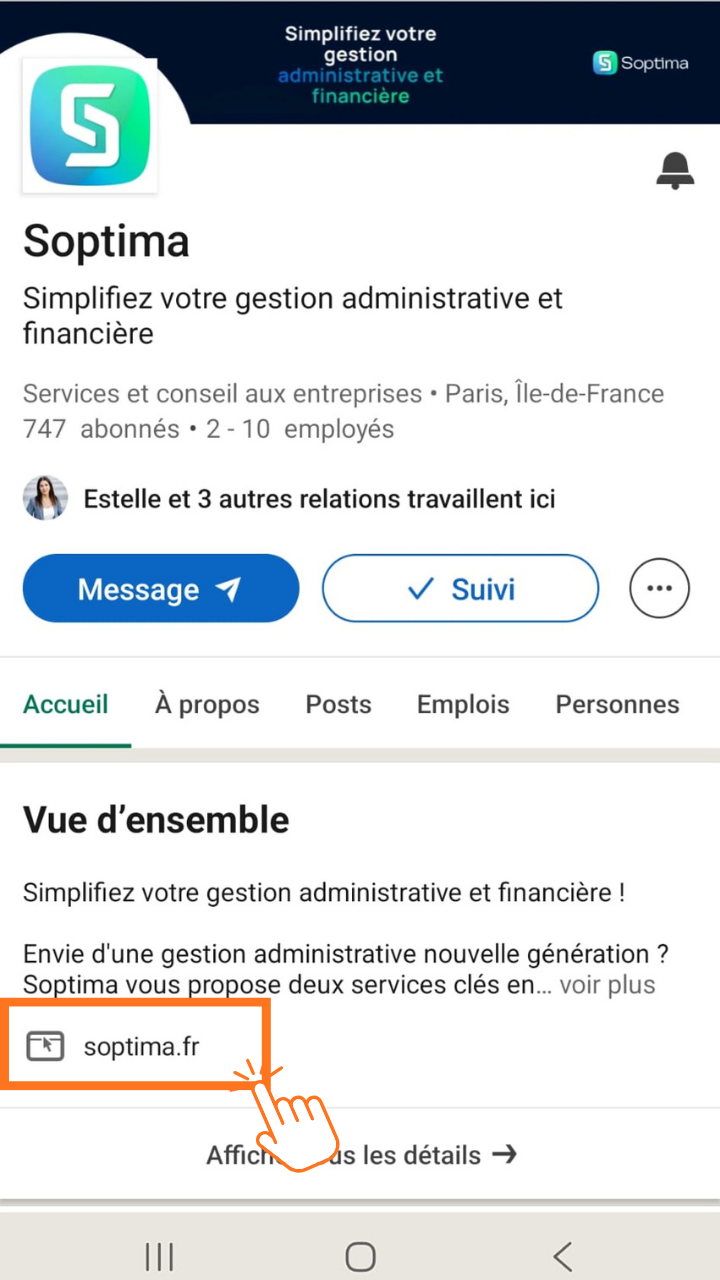 Clic sur le lien du site web