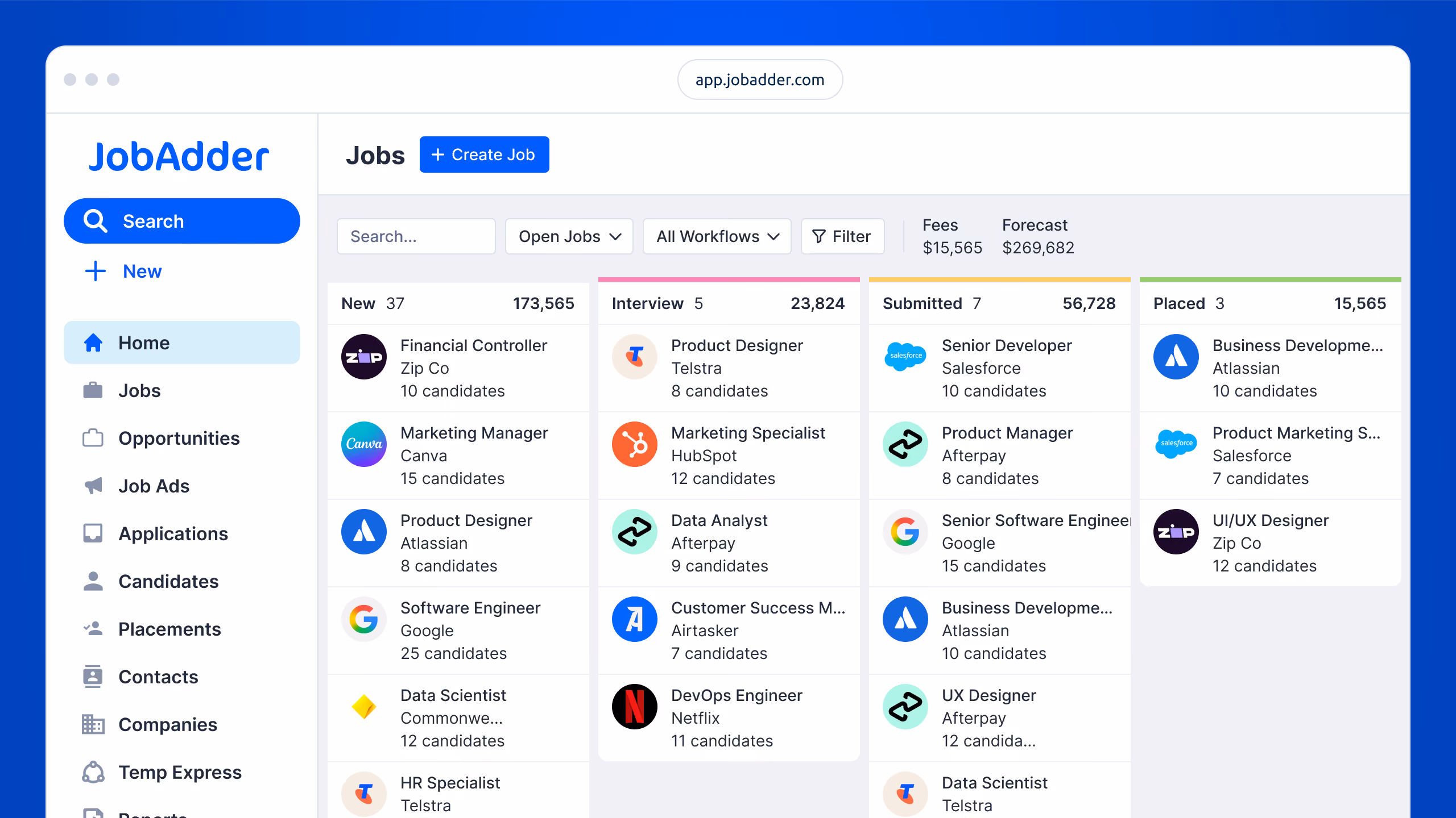 JobAdder product interface