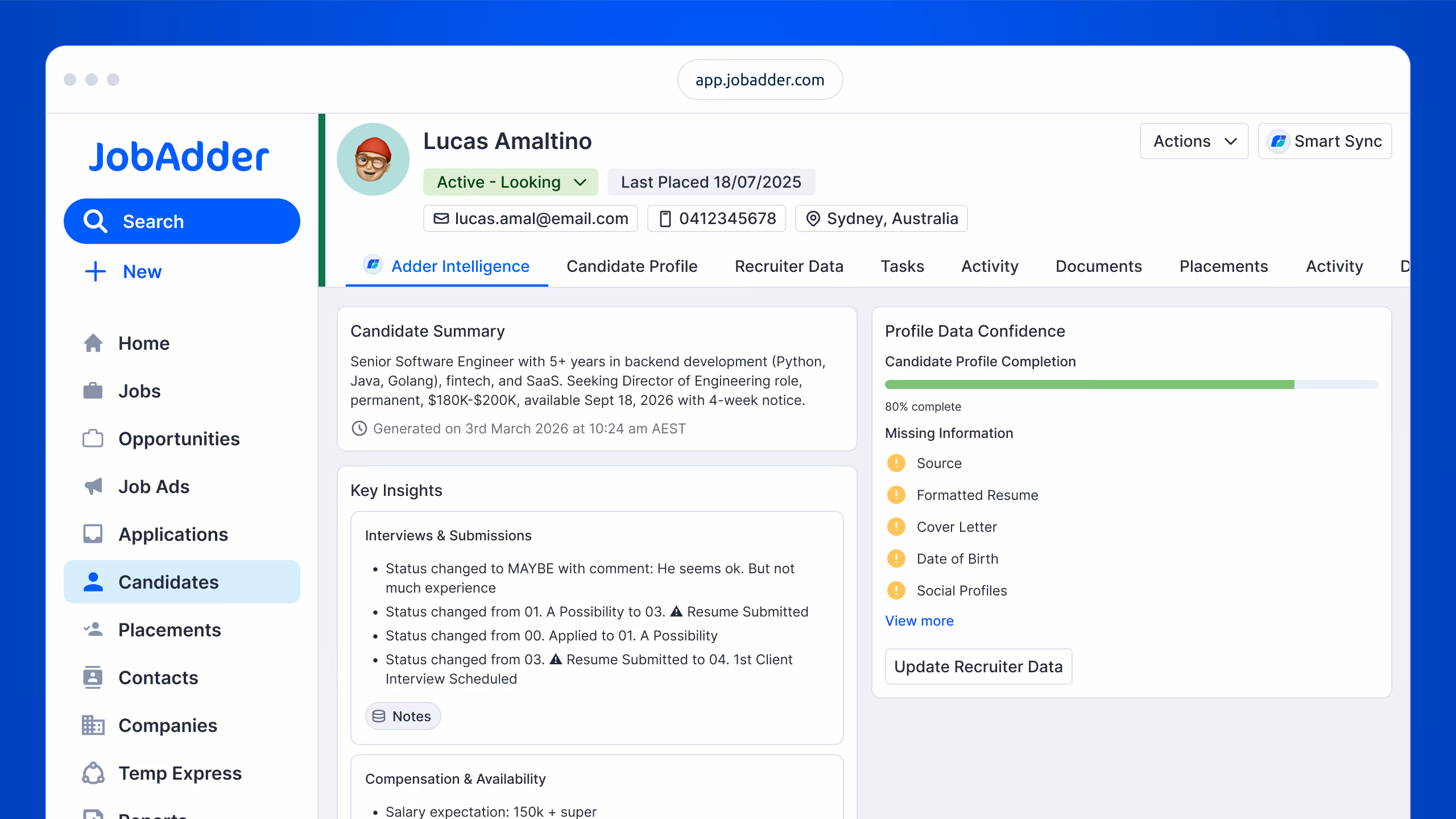 JobAdder product interface