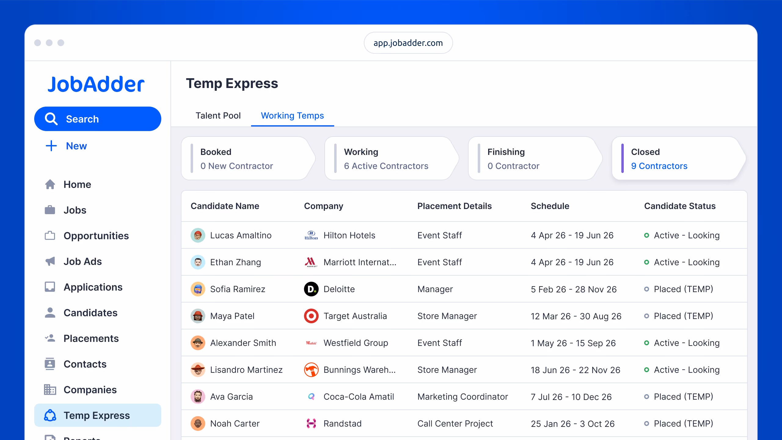 JobAdder product interface