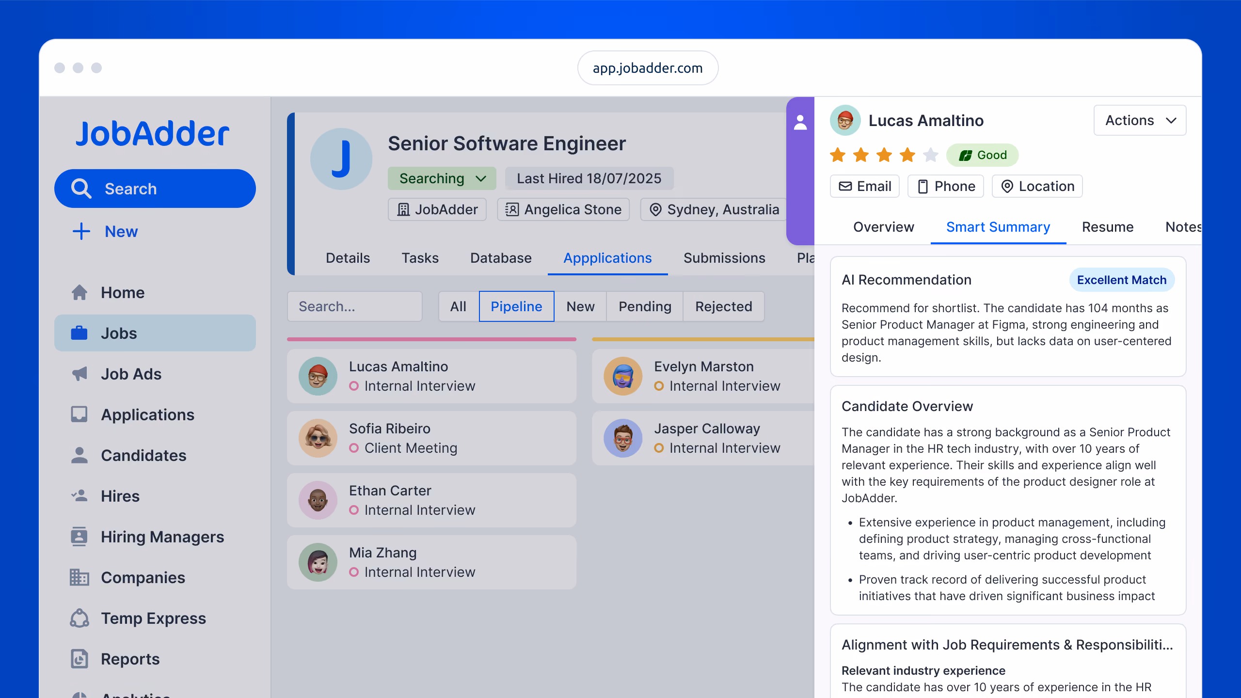 JobAdder product interface