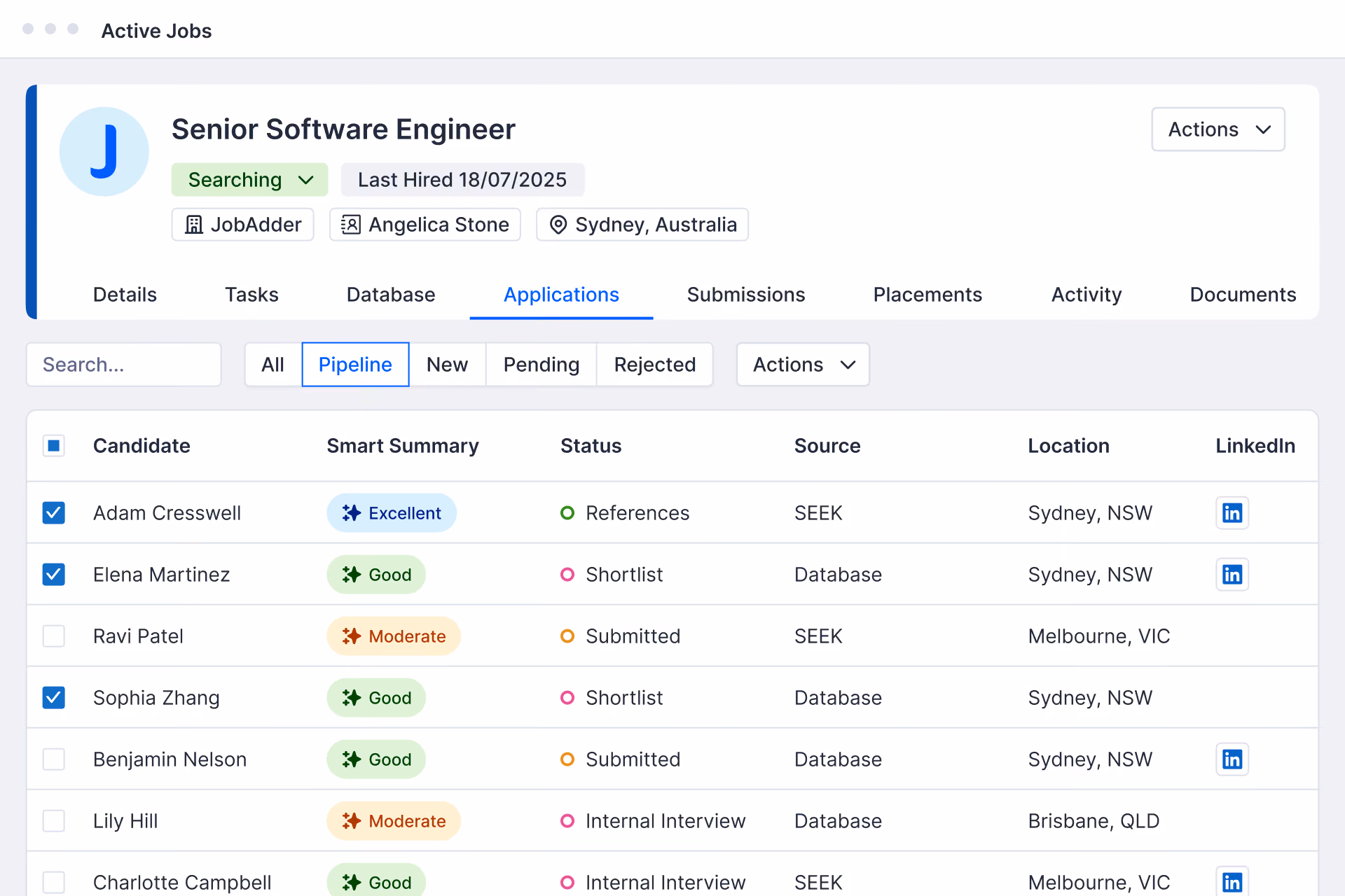 JobAdder product interface