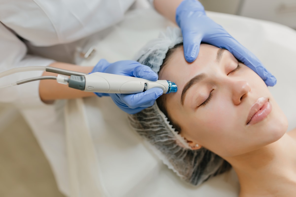 Close-up of a professional skin resurfacing treatment