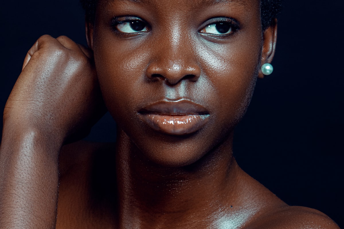 Portrait of a person with clear, healthy skin