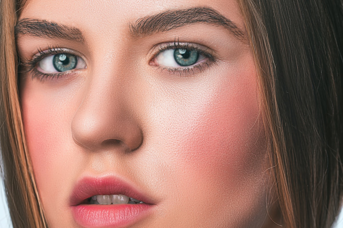 Close-up of flushed, redness-prone cheeks