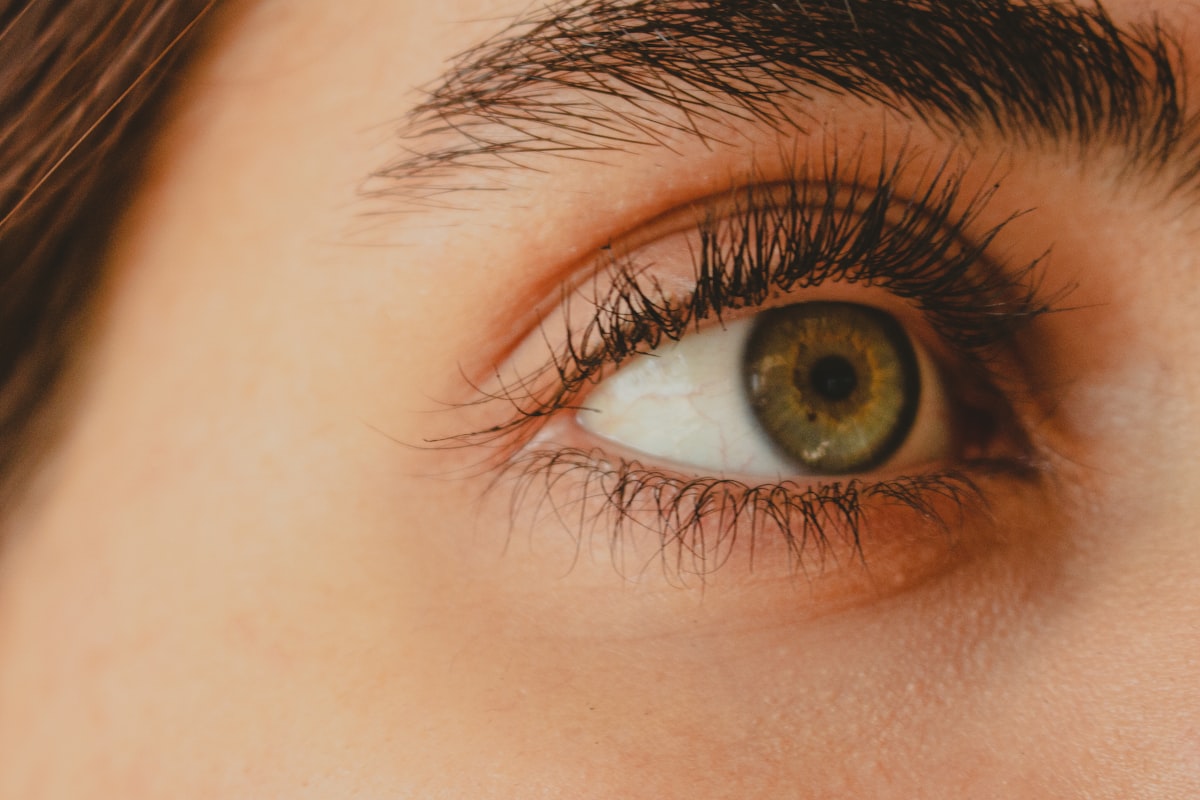 Close-up of long, enhanced lashes