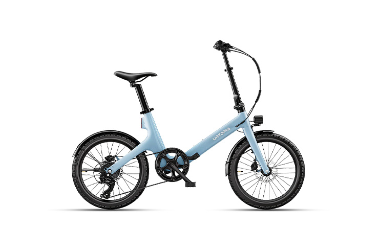 Urtopia folding e-bike in light blue