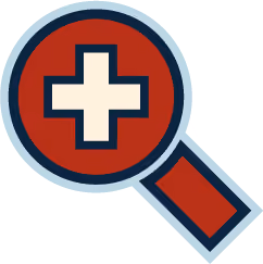 Magnifying glass icon for full HVAC system inspection