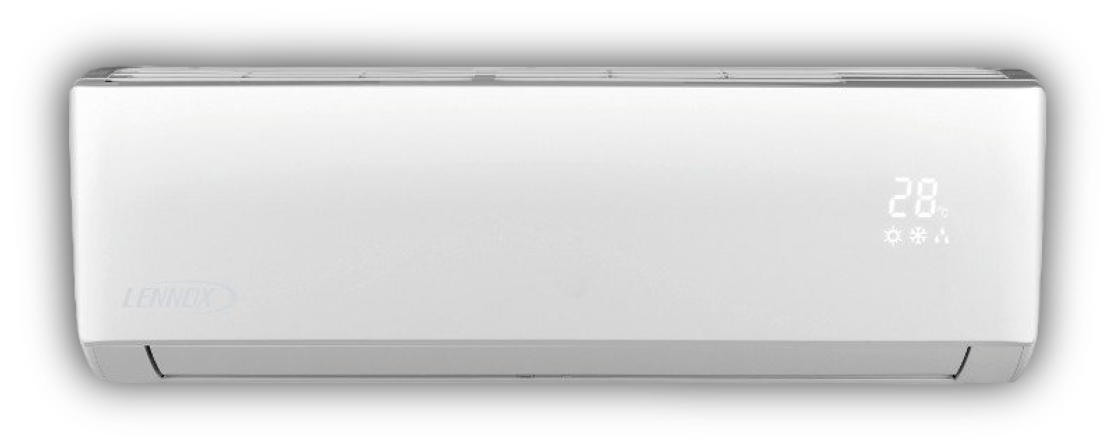 Wall mounted ductless mini split indoor unit with digital temperature display