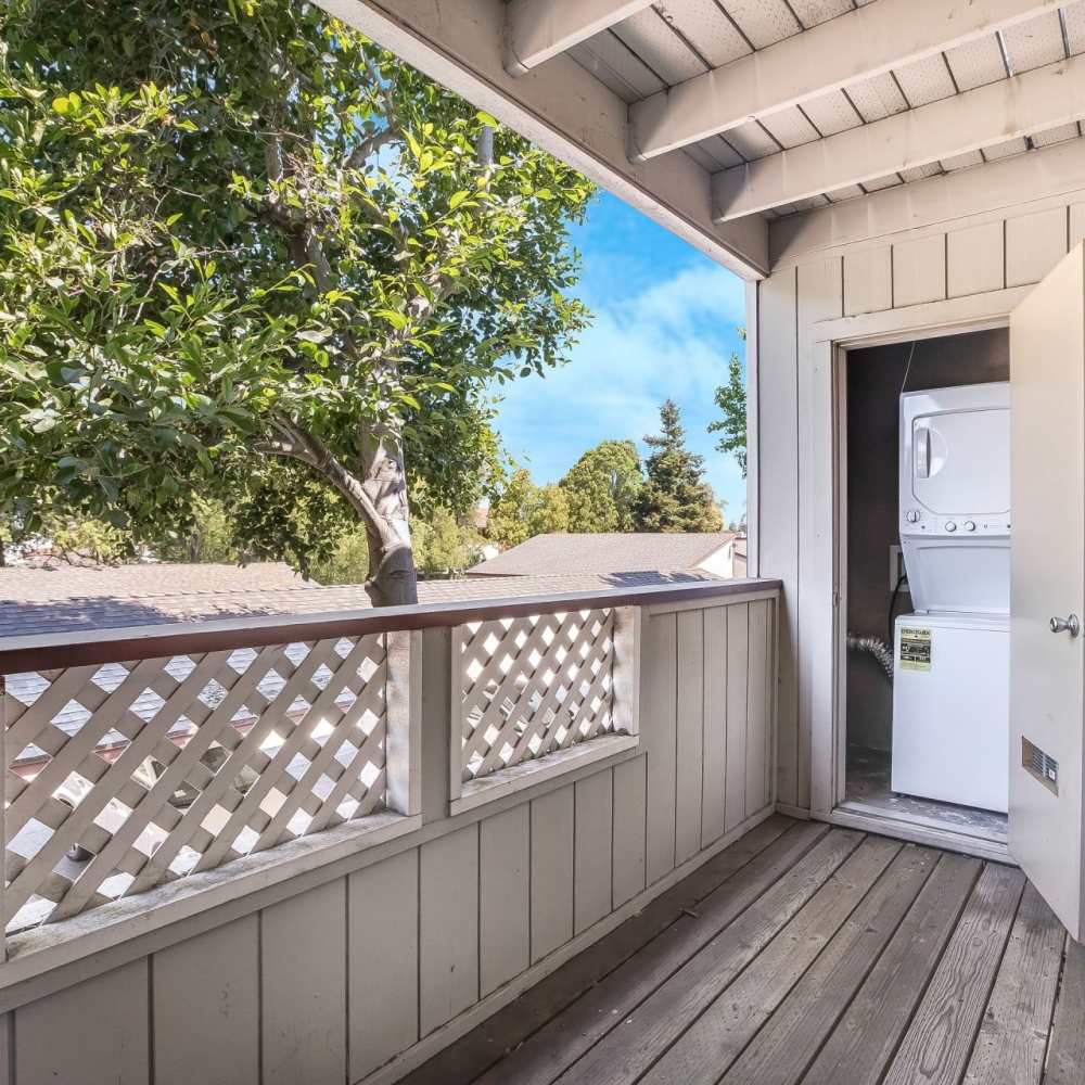 Patio with laundry closet