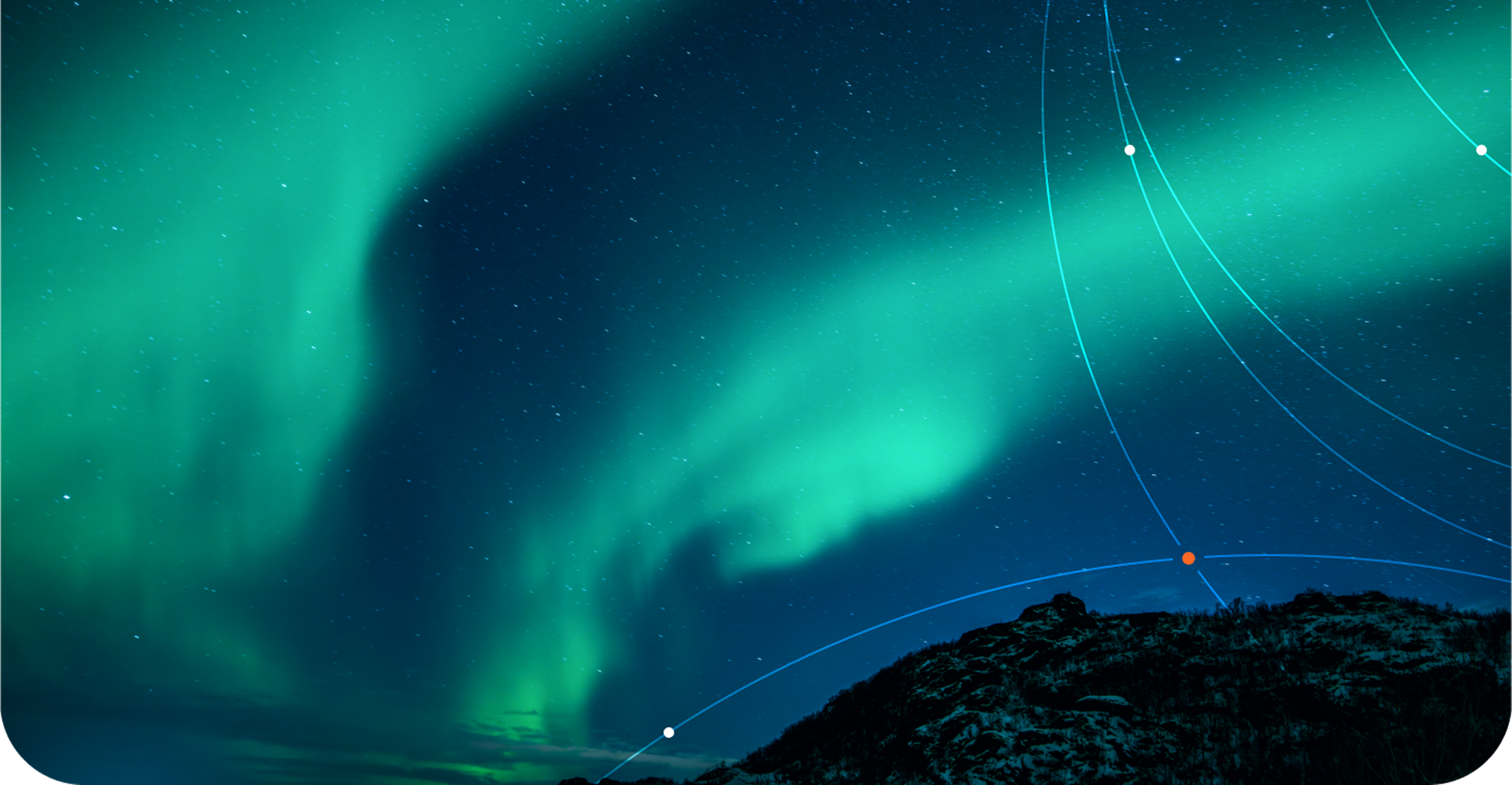 Aurora over a mountain range