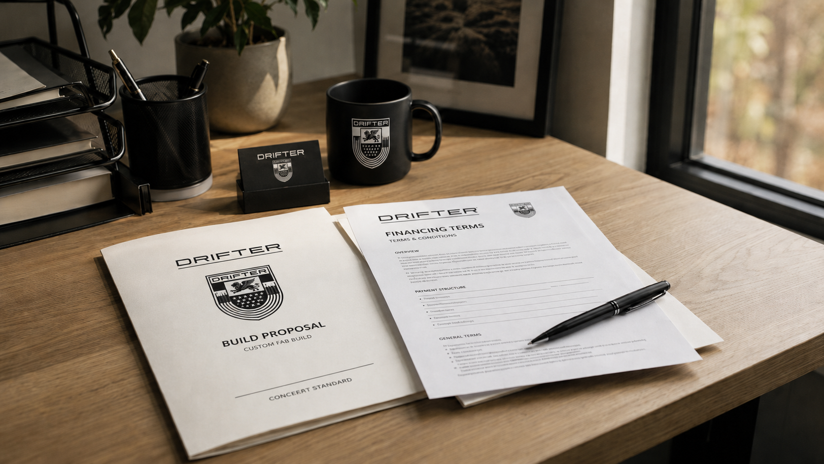 Drifter build proposal and financing terms documents prepared for signature