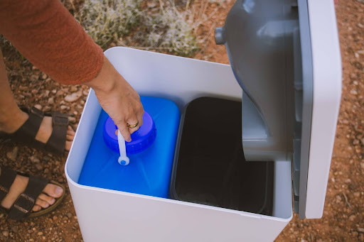 A Compost Toilet showing how its separated