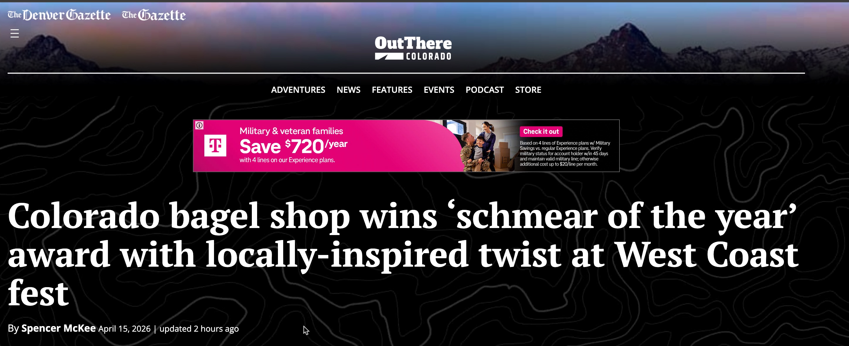 Denver Gazette - coverage of 'Schmear of the Year' win by Bella's