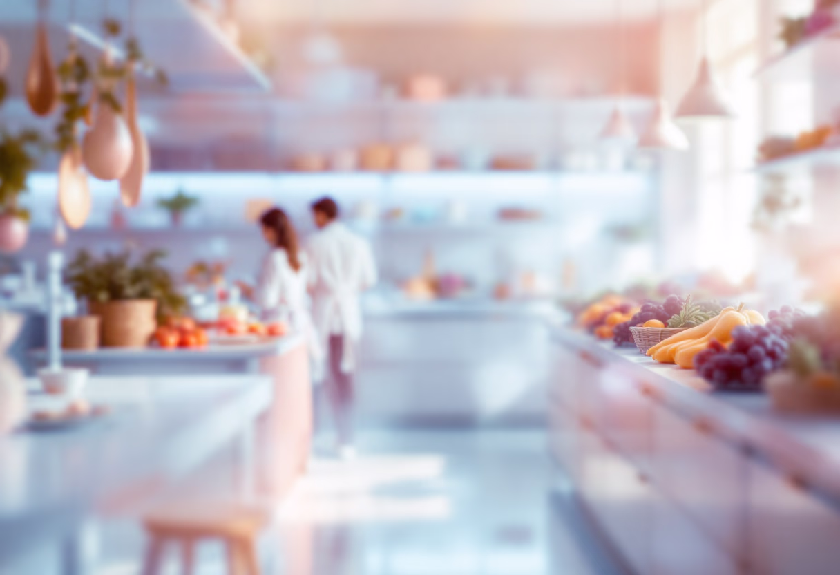 [background image] image of cooking class setting (for a grocery store)