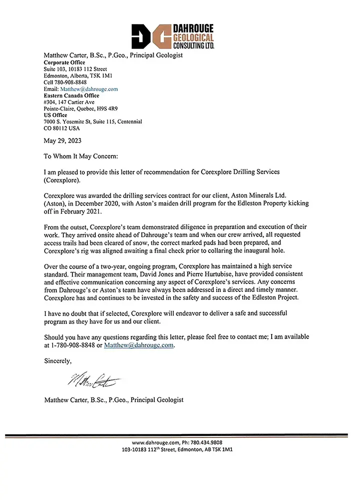 Dahrouge letter of recommendation