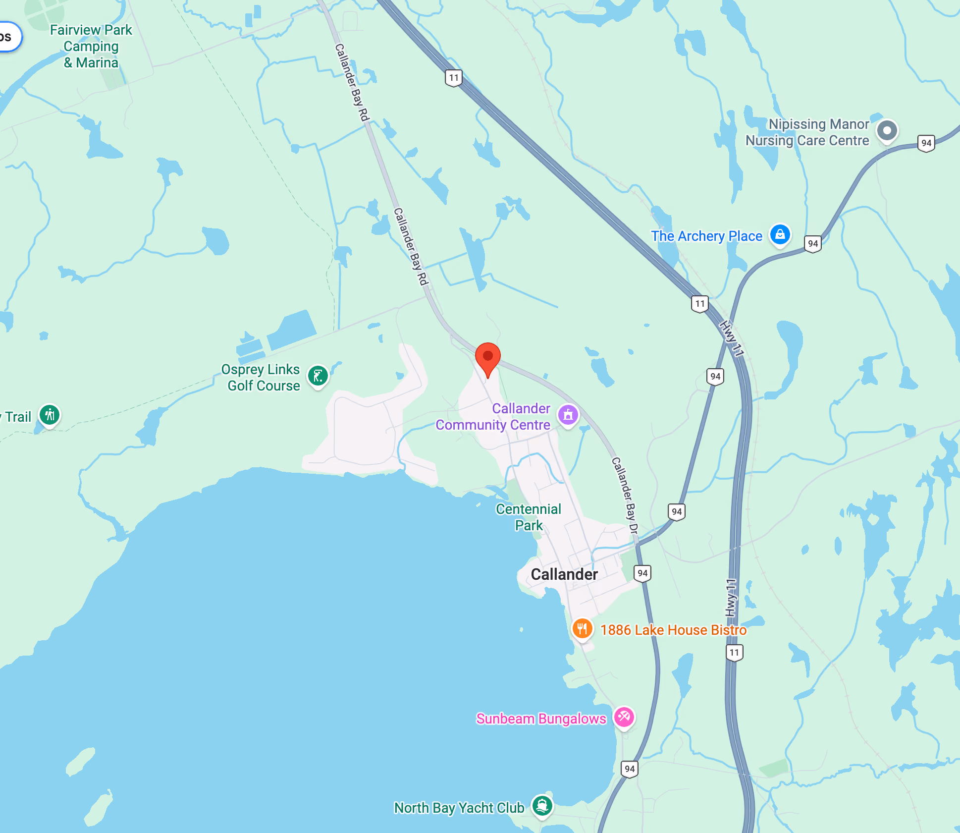 Map showing Corexplore's location in Callander, Ontario