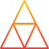 Triangle-shaped geometric design with smaller triangles inside, featuring a gradient from orange to red.
