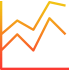 Line chart with two jagged lines indicating rising and falling trends, using orange and yellow colors.