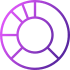 Purple circular segmented pie chart icon with a hollow center and eight sections of varying sizes.