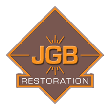 JGB Restoration company logo with orange and brown diamond shape design.