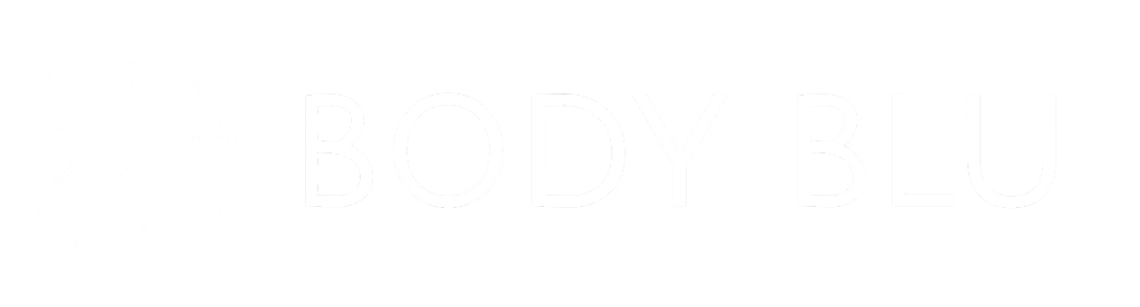 Body Blu logo with stylized circular design to the left of the words 'BODY BLU' in uppercase letters.