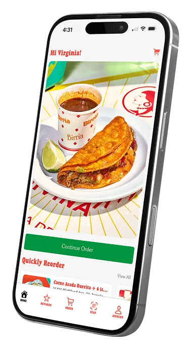 A cell phone with a picture of a burrito on it.