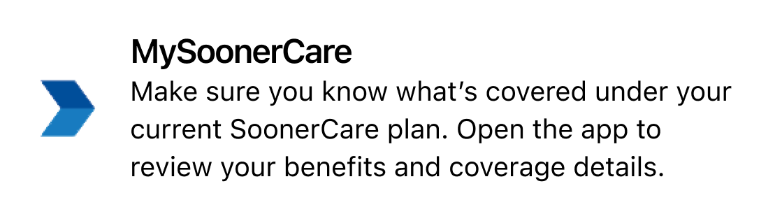 Push notification from the MySoonerCare app