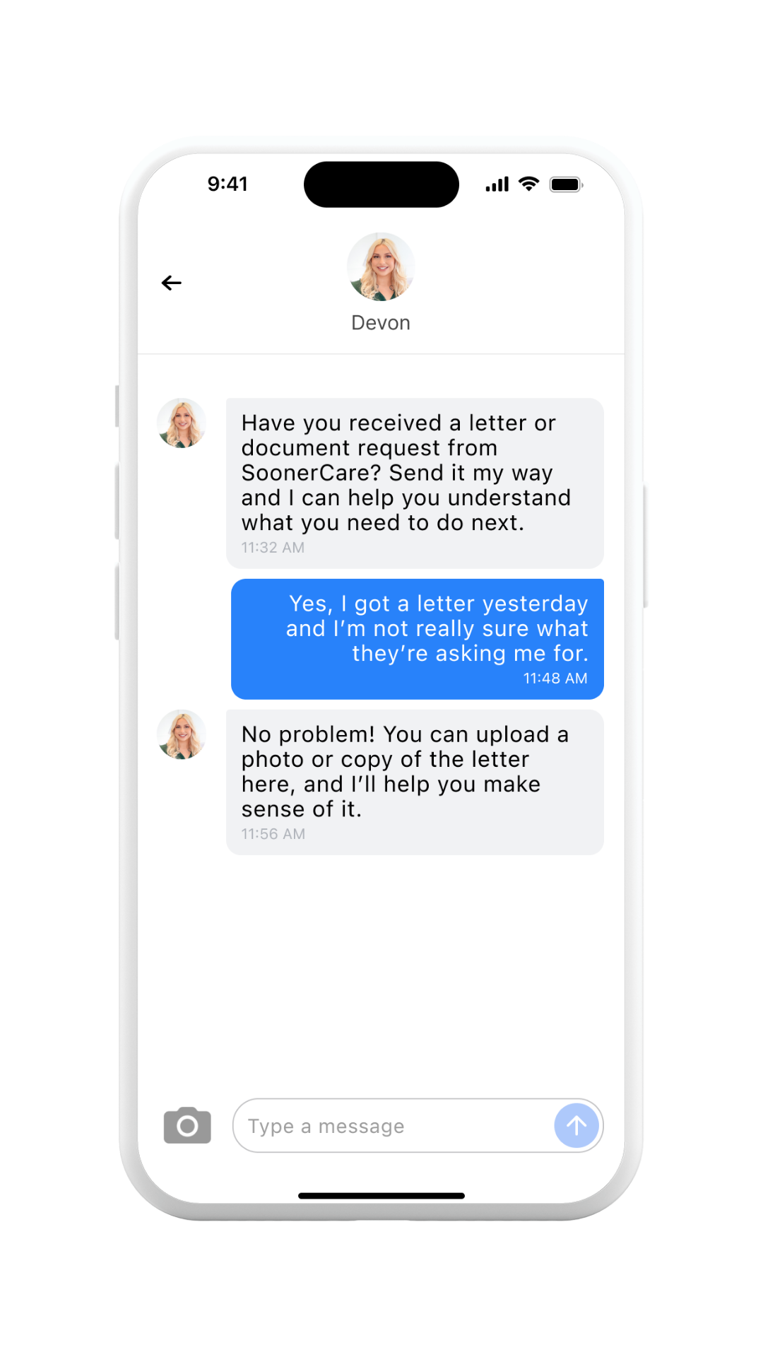 Care Guide chat helping a member understand a letter or bill