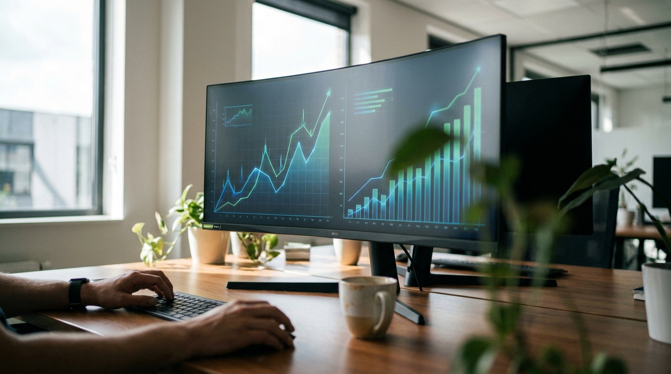 A digital dashboard showing rapid growth in organic traffic and content volume for a modern enterprise.
