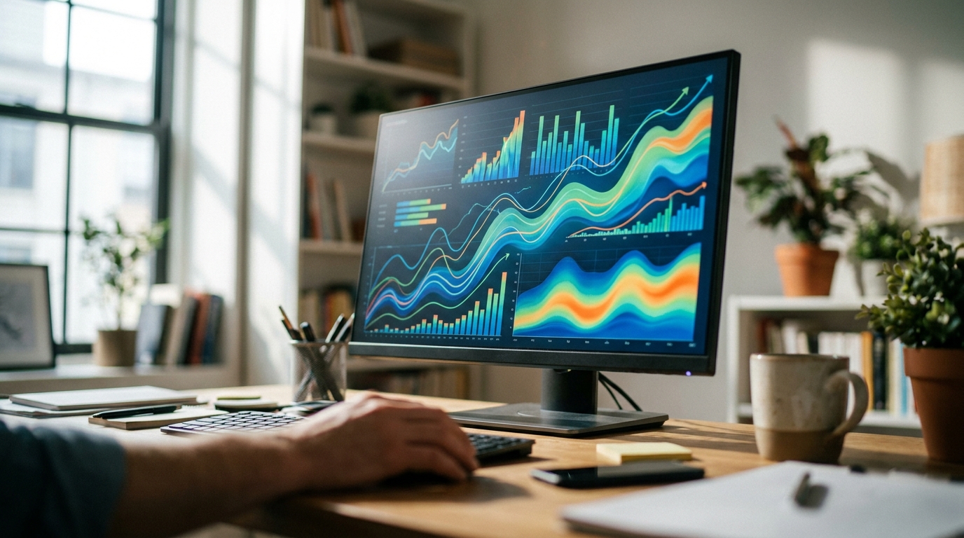 A dashboard showing automated SEO metrics and content growth over time