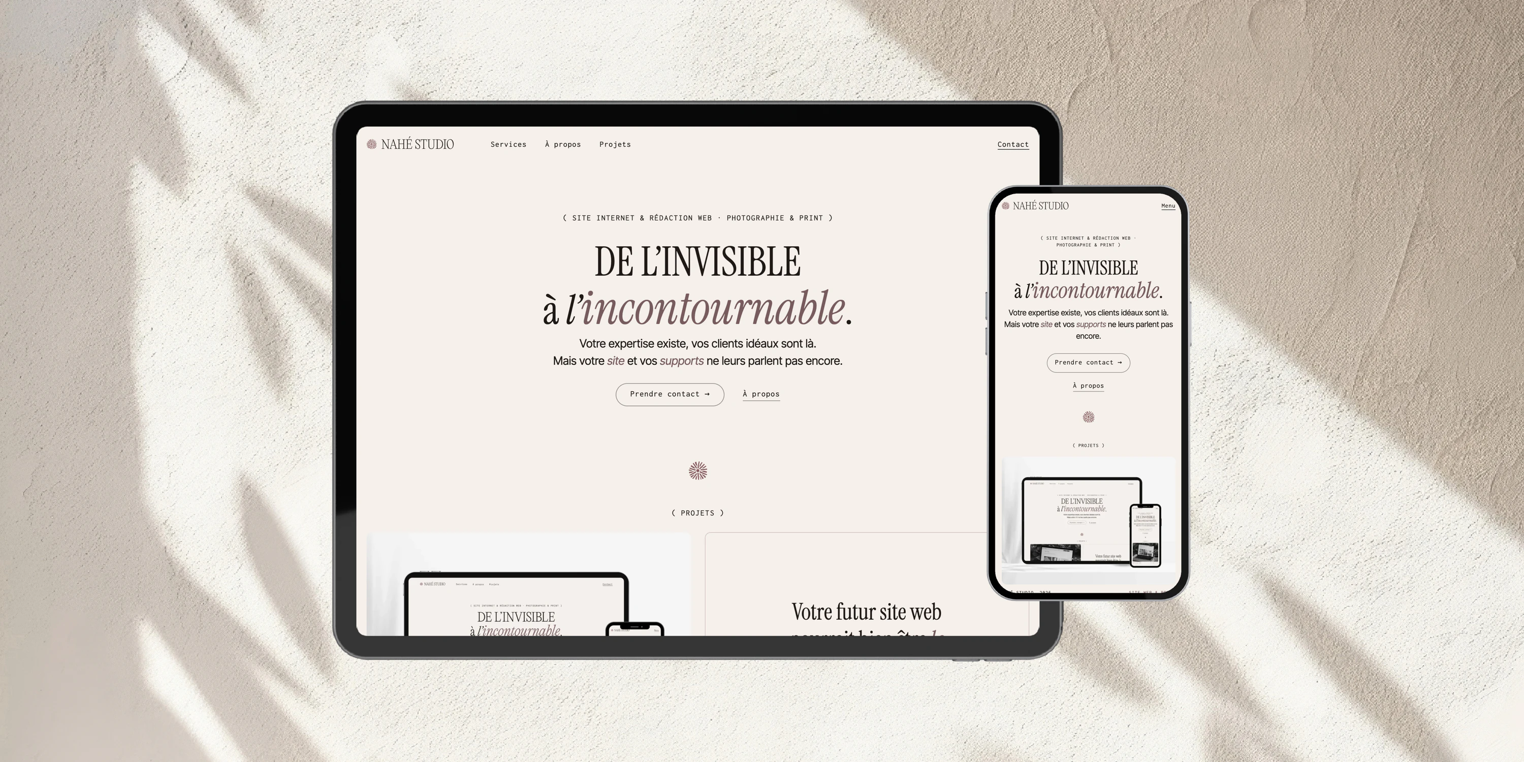 Page d’accueil du site Nahé Studio