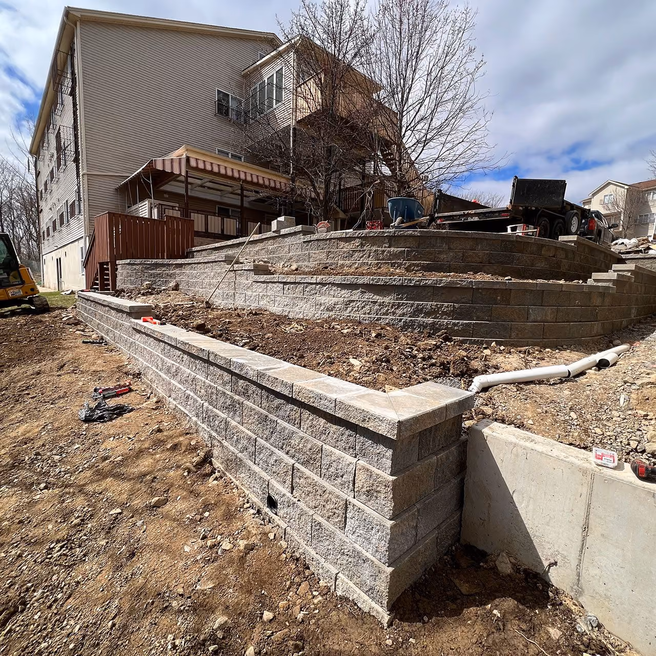 Professionally built retaining wall by A and G Landscape Design and Excavation for durable, attractive landscape support in New York