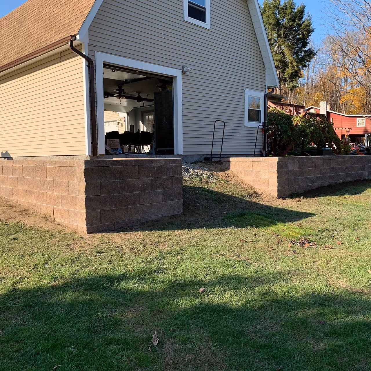 Custom retaining wall installation by A and G Landscape Design and Excavation in New York