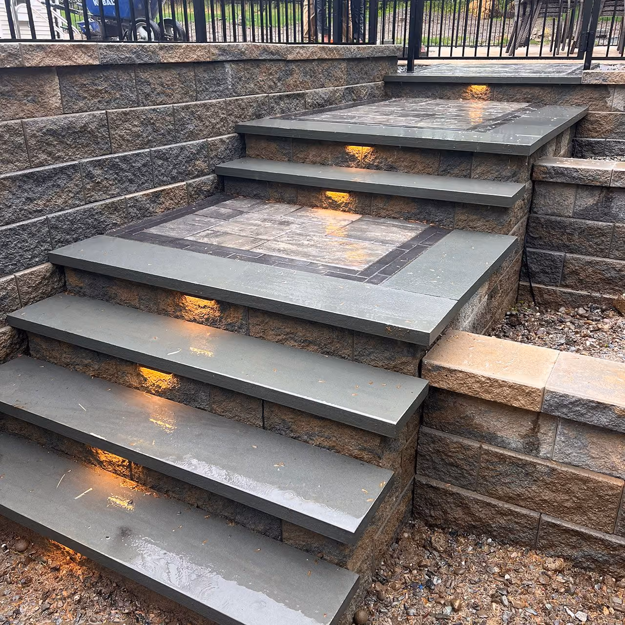 Natural stone step installation by A and G Landscape Design and Excavation in New York