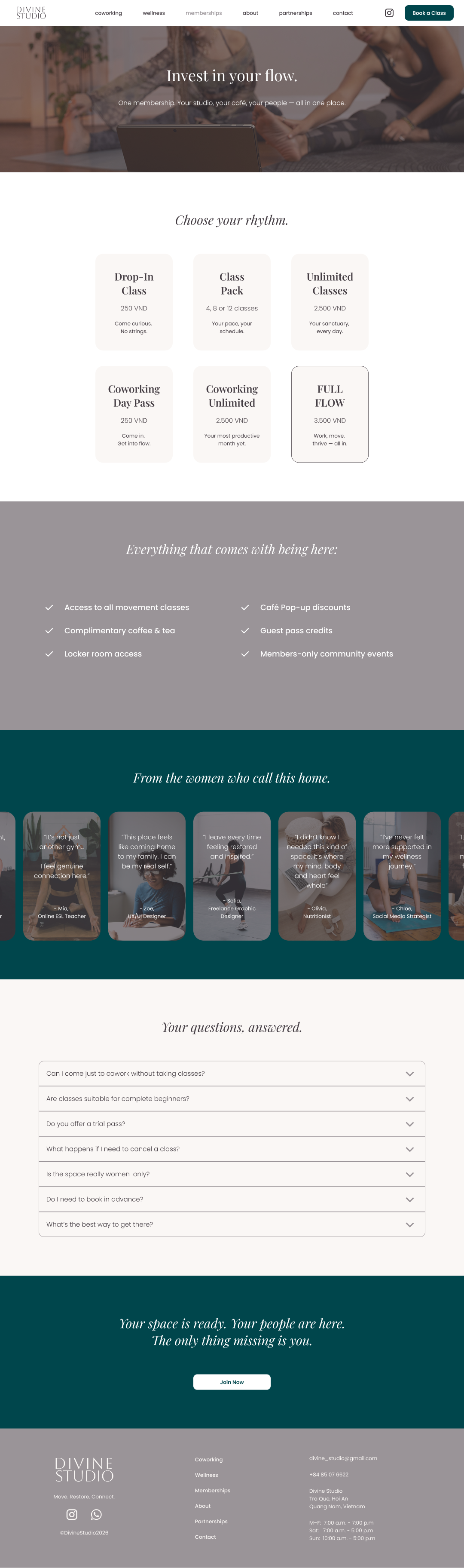The Divine Studio website memberships page originally designed by Amanda Gustin