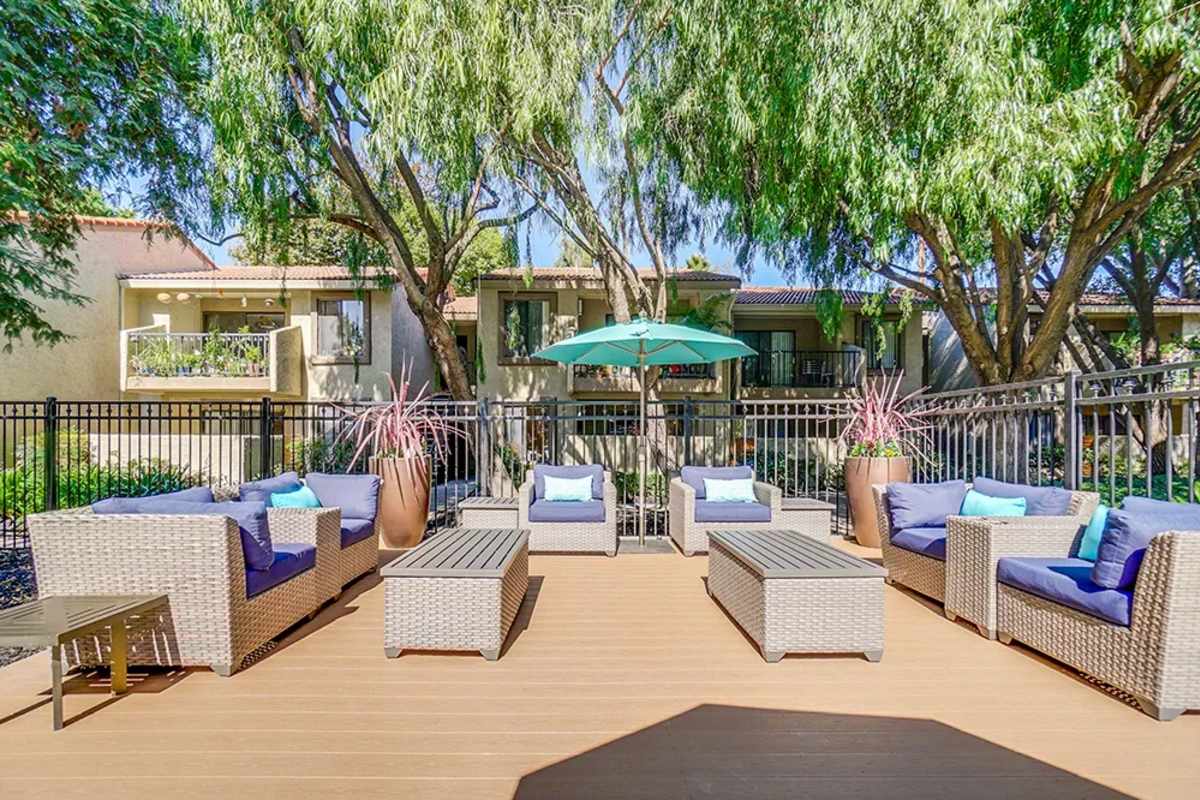 Outdoor patio with furniture