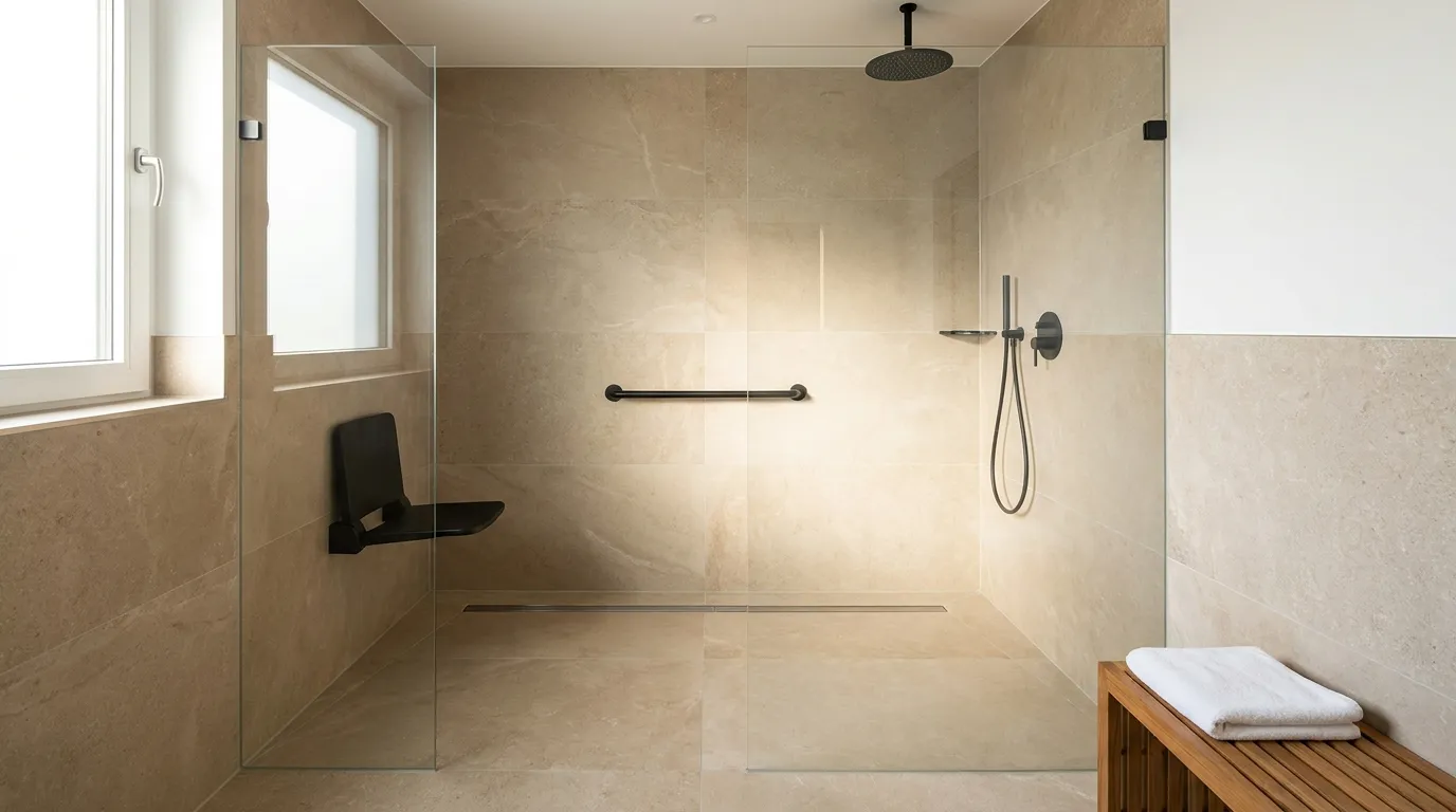 Barrierefreies Bad mit bodengleicher Dusche