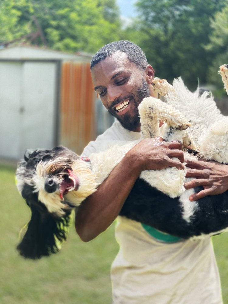 Lamar Bowman with a dog