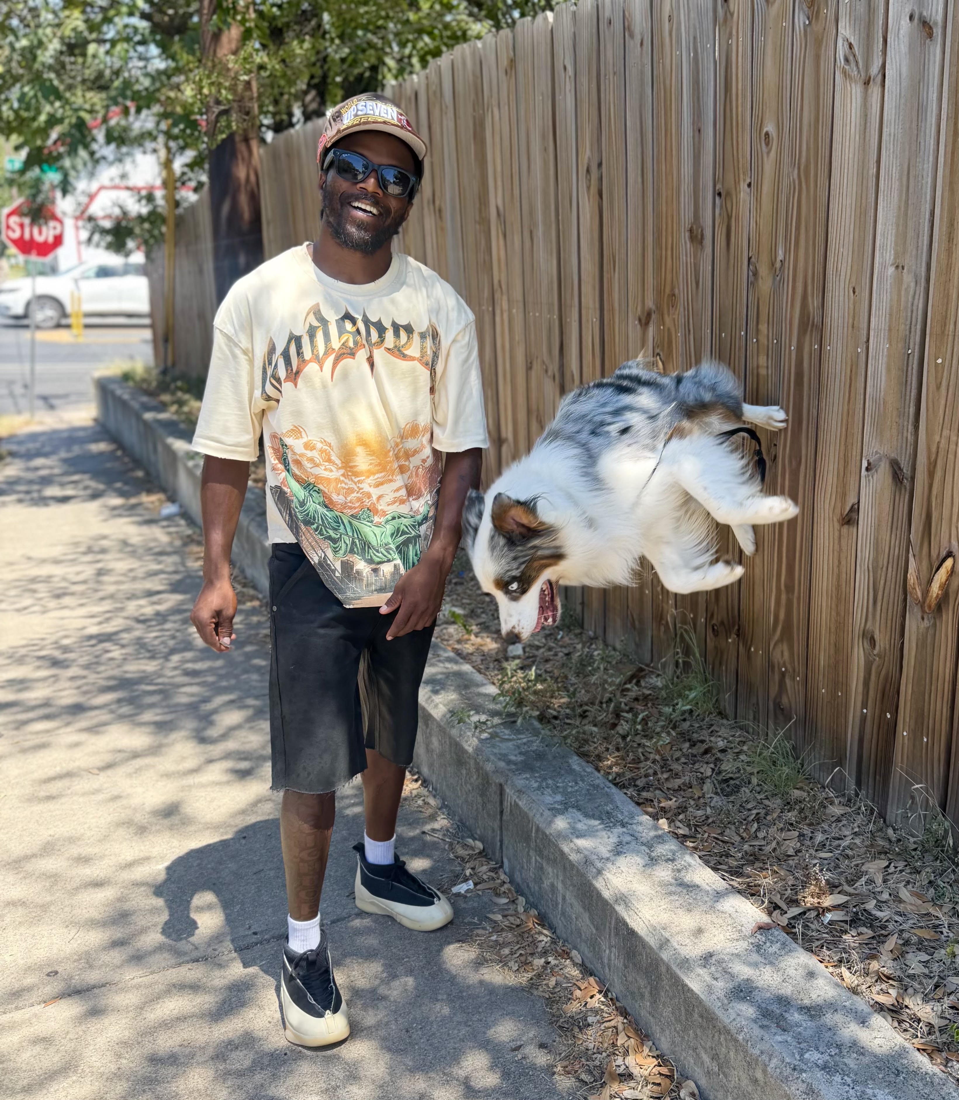 Lamar Bowman with a dog