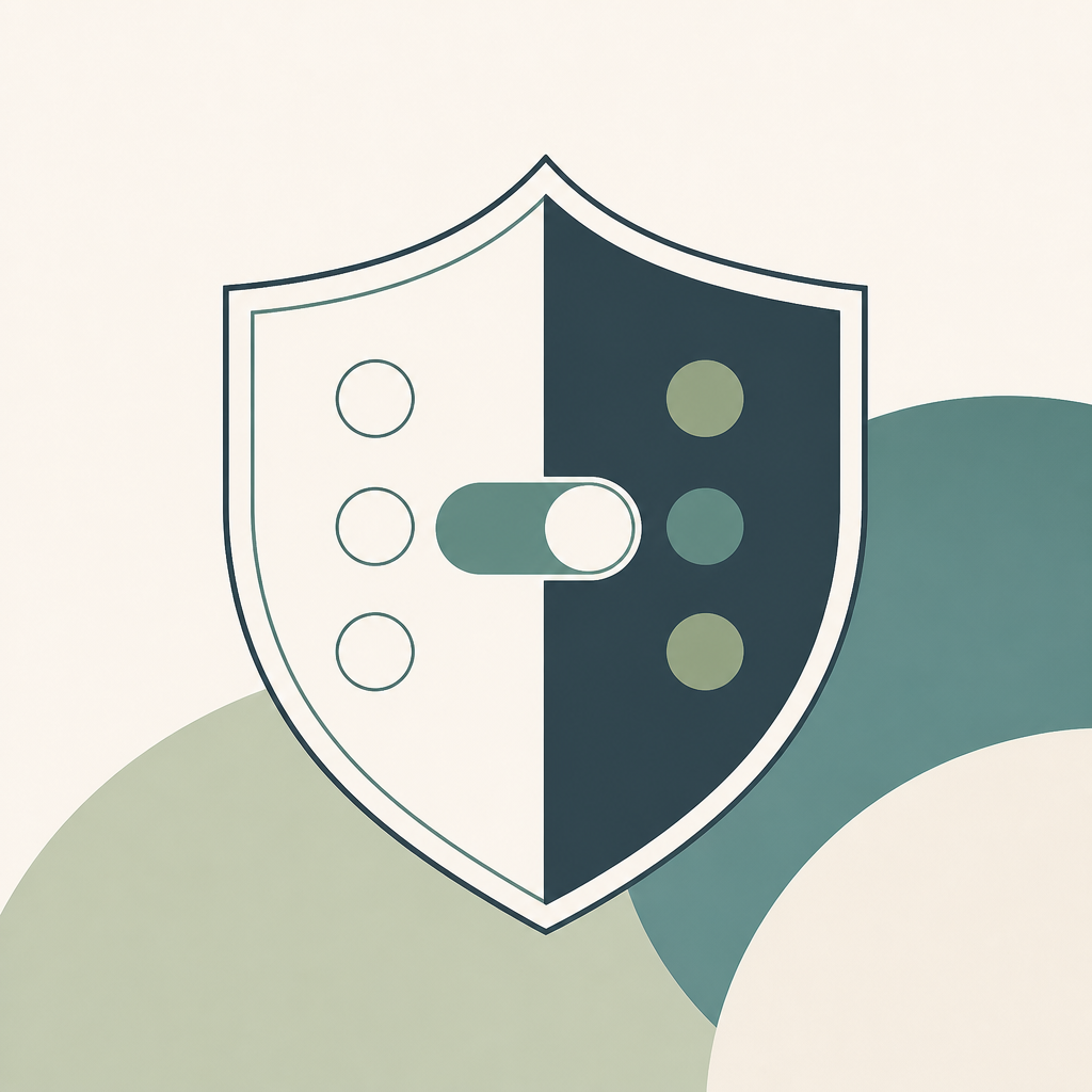 A shield with an adjustable boundary representing personal choice and control.