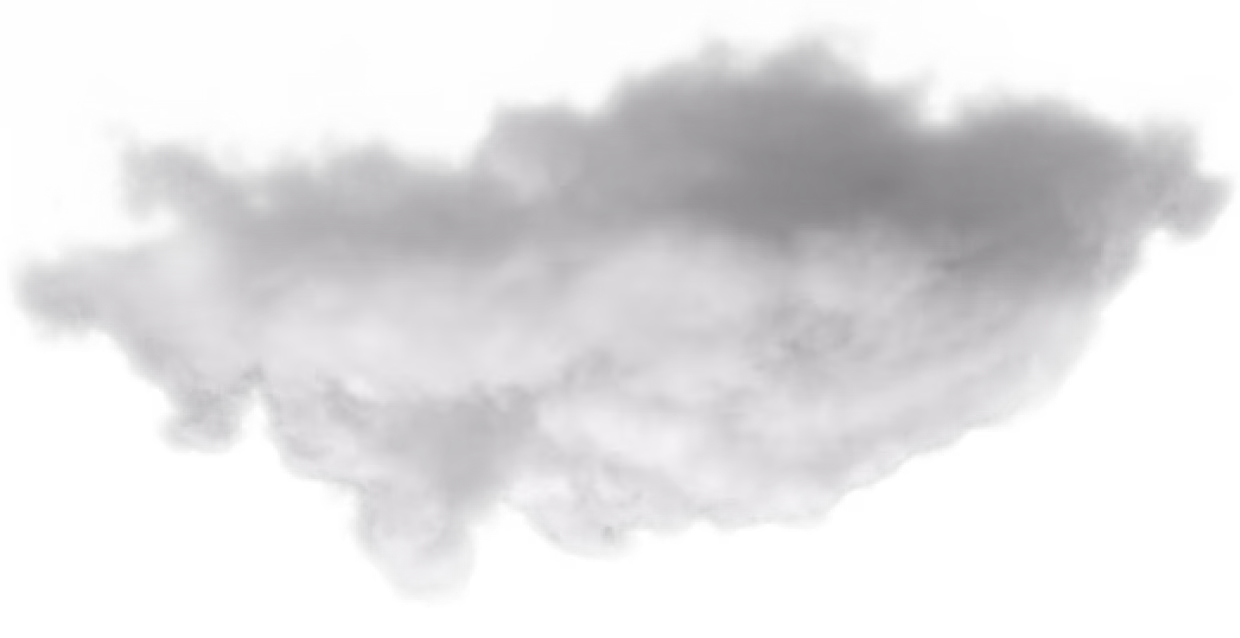 A single fluffy gray and white cloud with a transparent background.