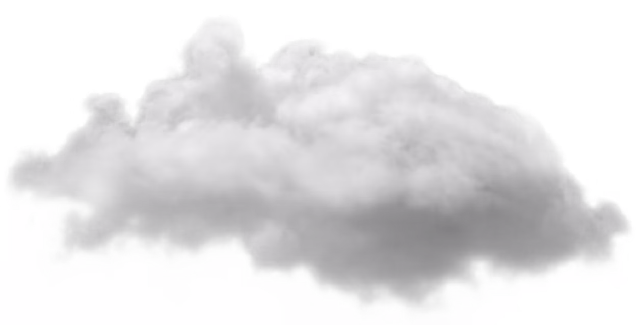 Fluffy white cloud on a transparent background.