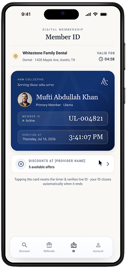 Awn app Android membership ID screen
