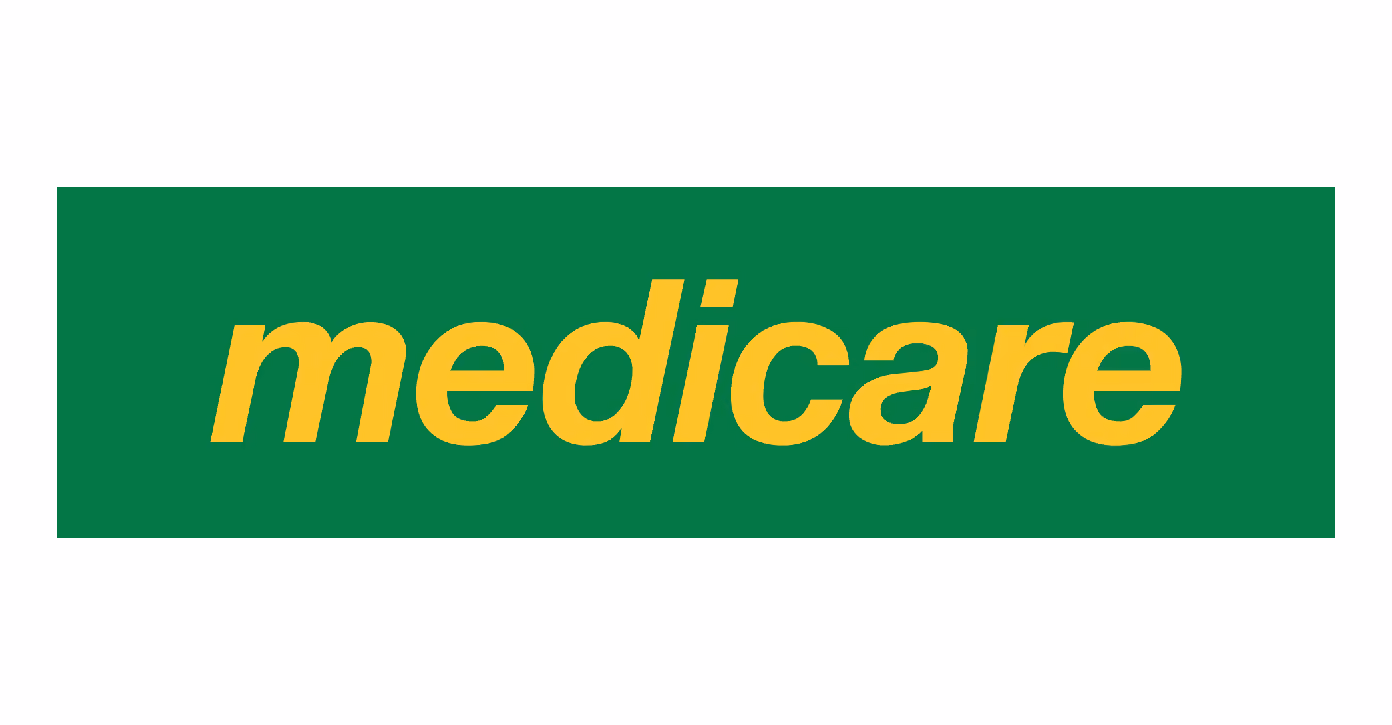 The word 'medicare' in lowercase yellow letters on a green rectangular background.