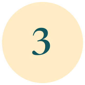 Number 3 in dark green centered on a light beige circular background.