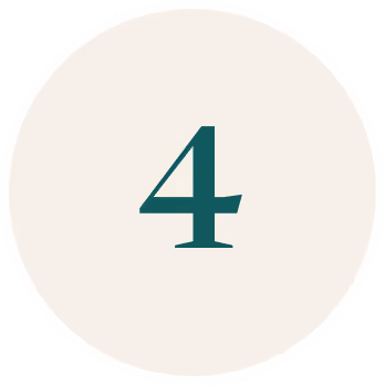 Green number 4 centered inside a light beige circular background.