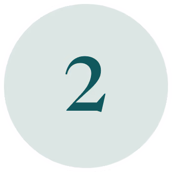 Dark teal number 2 centered inside a light gray-green circle.