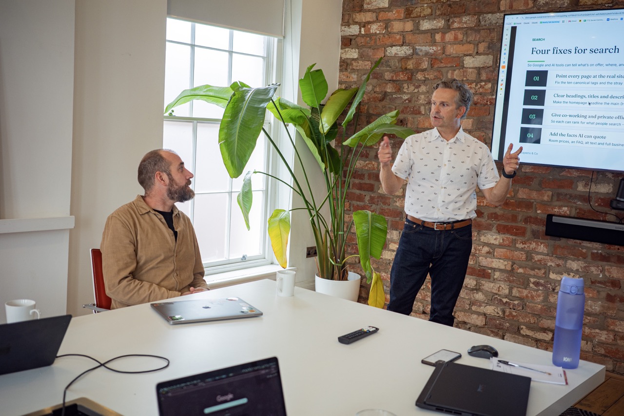 Anthony Tattum talking a client through a plan