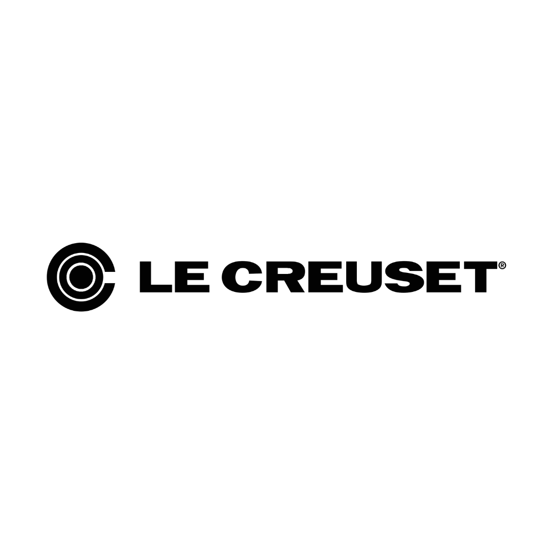 Le Creuset brand logo with stylized circular design to the left of the text.